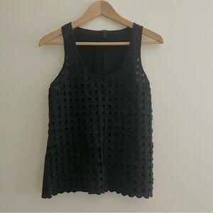 J. Crew Cut Out Tank Top Navy Blue Circles Lined 100% Cotton Women’s Small